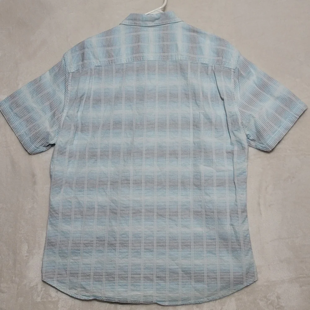 Tommy Bahama Mens Shirt XL Button Up Blue Green Textured Short Sleeve